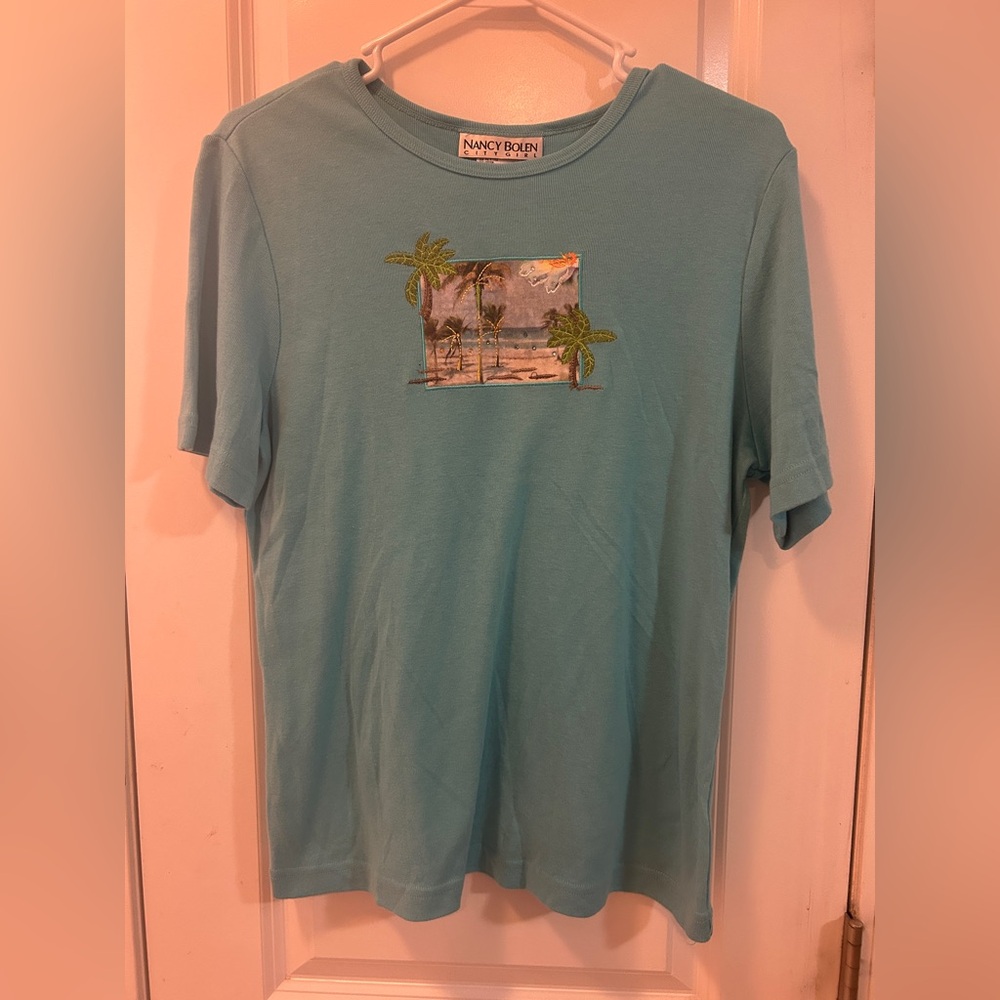 City Girl Blue Embroidered Top